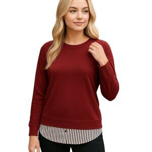 Denim & Co. French Terry Long Sleeve Tunic with Printed Hem Redwood Extra Small